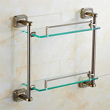GDFEH Scaffale da Bagno Full Rame Rame Bathroom Posaggio in Vetro Mensola a Parete Mensola in Vetro temperato Scaffale da Bagno 19.6x15.9x5.3 Pollici