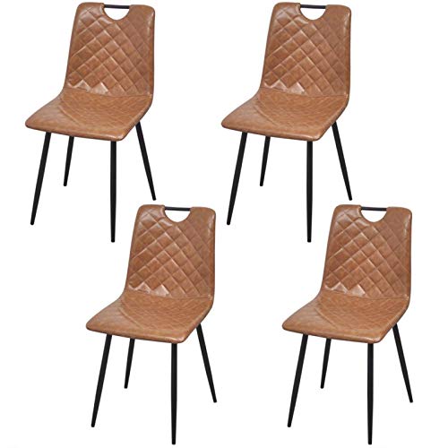 Sedie da pranzo in pelle 4 pezzi marrone chiaro universale estensibile sedia per soggiorno camera da letto cucina