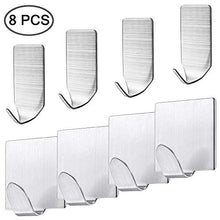 FineGood Ganci da Parete autoadesivi 8 Pezzi, Ganci Appendiabiti in Acciaio Inossidabile casa, Cucina, Bagno, portasciugamani portasciugamano, Resistenti Ultra Forte - 4 Grandi, 4 Piccoli