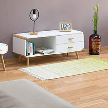 Relaxdays 10020980 Credenza con Angoli Arrotondati 2 Cassetti Mobile Lungo Basso per TV con Gambe HxLxP: 48 x 120 x 40 cm Bianco