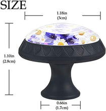 Fiore di margherite viola bianco natura Pomelli per Porta Set di 4 Pomelli per Mobili Manopole per Cassetti Cucina Armadio Vetro