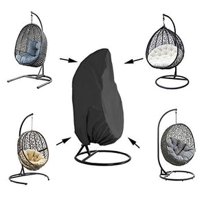 Silvotek Copertura per Sedia sospesa - Impermeabile Copertura Poltrona sospesa da Giardino con Orlo con Coulisse Resistente, Copertura per Sedia a Dondolo sospesa 210D Oxford (Nero-115cm D x 190cm H)