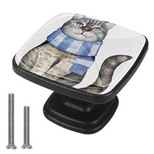 gattino vestito con sciarpa lavorata a maglia a righe tessili blu Pomelli per Porta 4 Pezzi Manopole per Mobili da Cucina Pomelli per Mobili Pomelli Per Cassetti/Cucina/Armadio Antichi