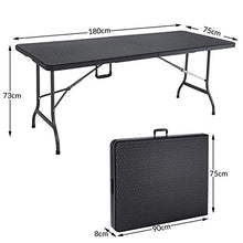 Casaria Tavolo da Giardino Tavolo da Campeggio Look PolyRattan 180 cm Tavolino Pieghevole Esterno Nero