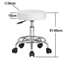 CASARIA Sgabello girevole altezza regolabile 51-65 cm sedia da lavoro 360° spessore seduta 10cm centro bianco