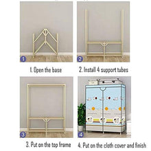 ZYCW Armadio in Tessuto, Guardaroba Portatile con Barre di Sospensione, Appendiabiti, Pieghevole, Camera da Letto, Studio, Stabile (75cm Stripes 1)