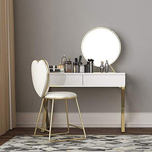 Moderno Tavolo Cosmetici Con Sgabello Imbottito Per Le Donne,Camera Da Letto Tavolo Da Trucco Con Specchio Rotondo,Specchiera Tavolo Cosmetici Con 2 Cassetti Scorrevoli-Bianco 100x40x75cm(39x16x30inch