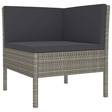 Tidyard Set 4 Pezzi Divani da Giardino Esterno con Cuscini in Polyrattan,Salotto da Giardino in Rattan,Mobili da Giardino in Rattan,Grigio