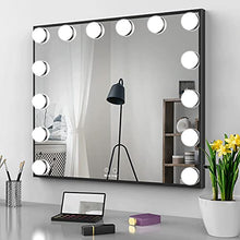 BEAUTME Hollywood Specchio da trucco con luci, Specchio da trucco grande con 14 lampadine a LED, alluminio Frame Table o Wall Mirror (Nero)
