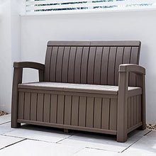 Panca da Giardino Grigia a 2 posti da 184 Litri - Cassetta Portaoggetti per Attrezzi e Cuscini Sedute da Patio - Design Contemporaneo, Resistente alle Intemperie, Non Sbiadisce ed è facile da Pulire