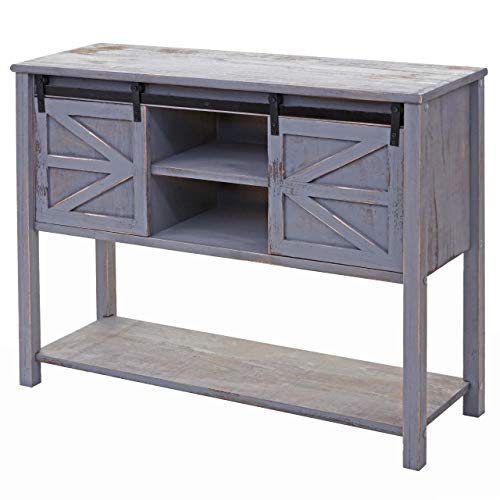 Mendler Credenza comò cassettiera Shabby Vintage Ante scorrevoli HWC-D57 Legno paulonia Grigio