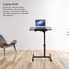Scrivania per Laptop Rimovibile, Tavolino Pieghevole a Rotelle, Tavolino da Letto con Ruote, Tavolo da Divano Laterale, in MDF e Metallo, 40x60x64-88cm(Nero)