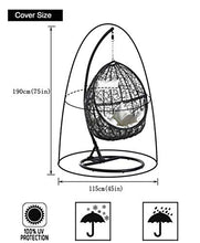 HONCENMAX Copertura della Sedia Dondolo - Rattan da Giardino Wicker Coperture Mobili Impermeabili per Sedie Sospese - Antipolvere Protettiva Copertina - Tessuto Oxford con Fodera in PVC