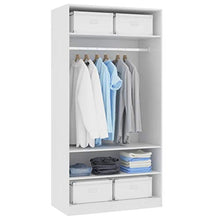Cikonielf Armadio Aperto Camera da Letto con 3 Piccoli Scomparti 1 Ampio Scomparto con Asta per Appendere i Vestiti 100 x 50 x 200 cm Bianco