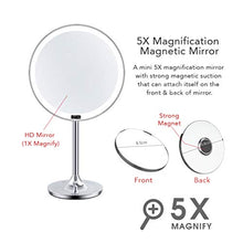 Specchio Cosmetico a Led per Trucco Con Mini Ingrandimento 5X Specchio Magnetico USB Ricaricabile Touch Screen Sensore DI Luminosità Luminosità Regolabile Intelligente Cordless Specchio Da 8,5 Pollici