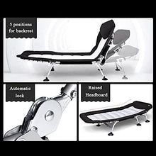 Black Single Pieghevole Letto Siesta Letto Campo Camp Letto Adulto Ufficio Adulto reclinabile reclinabile Pranzo Break Accompagna Beach Bed Letto all'aperto con Alto Cuscino di Mem