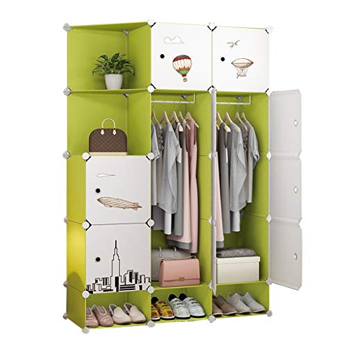 Locker Armadio Ad Angolo Armadio Scarpe-Bit Hanging Archivi Rimovibili di Plastica Withdoor Scaffali Divide-Grid Abbigliamento Home Camera Verde MUMUJIN (Size : 111X47X165CM)