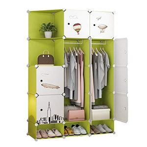 Locker Armadio Ad Angolo Armadio Scarpe-Bit Hanging Archivi Rimovibili di Plastica Withdoor Scaffali Divide-Grid Abbigliamento Home Camera Verde MUMUJIN (Size : 111X47X165CM)