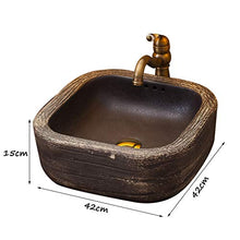 Yxx max -Lavabo Bacino del dispersore di Ceramica controsoffitto, Retro Art Bacino Square Hotel Domestica lavandino del Bagno (42x42x15cm) Lavandino del lavabo
