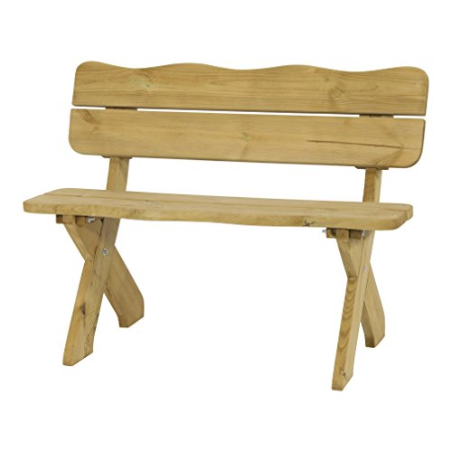 Lesli Living Panca da Giardino panchina Pino Naturale Massiccio e Robusta 120 x 72 x 90 cm