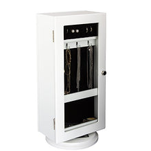 BHP Armadietto portagioielli in MDF bianco, 1 anta con specchio, base girevole, altezza 430 mm