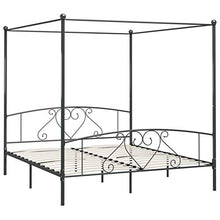Tidyard Letto a Baldacchino in Metallo Struttura Letto Matrimoniale Design Moderno Telaio Letto Moderno in Metallo Letto con Doghe 200x200 cm Grigio