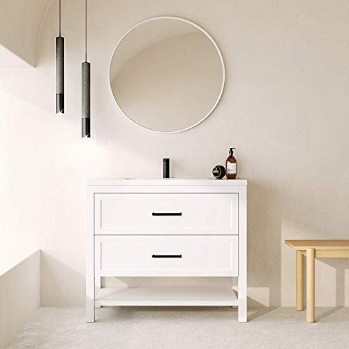 Randalsa Mobili Olive | Bianco Opaco | Manico Nero | 100 X 88,5 X 45 cm + lavabo in Ceramica