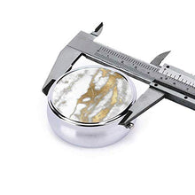 Golden Strokes marmo grigio pietra rotonda pillola contenitore 3 scomparti metallo medicina caso vitamina organizzatore titolare scatola decorativa per viaggi all'aperto