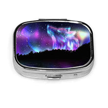 VunKo Space Wolf - Portapillole portatile in metallo, piccolo contenitore per pillole per borsa o tasca, 2 scomparti per esigenze quotidiane e viaggi