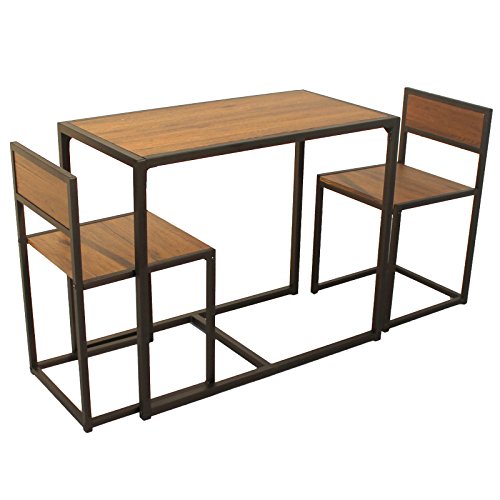 yelloo MOD. Siena Set Tavolo Bar e 2 Sedie Marrone Cucina Sgabelli Mobili