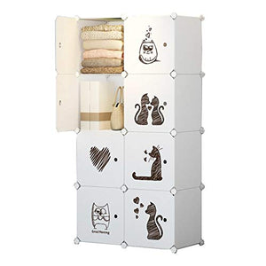 Locker Noleggio Home Camera Armadio Armadio Rimovibili Vestiti di Plastica Scaffalature 8-Gitter Dormitorio Bianco 75X47X147CM MUMUJIN