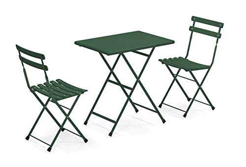 EMU Arc en Ciel Set: Tavolo Pieghevole Articolo 334 Centimetri 50 x 70 e 2 sedie Articolo 314 Colore Verde Scuro codice colore 75