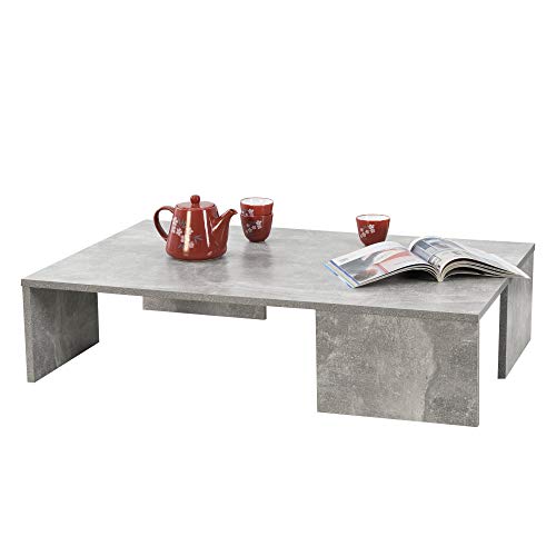 [en.casa] Tavolino da caffè/da Divano 21 x 90 x 60 cm Tavolo Basso da Salotto/Soggiorno in Forma Rettangolare Struttura Semplice e Moderna - Effetto Cemento