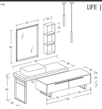 Dafne Italian Design Mobile Bagno Moderno con lavabo a Terra – Castagno Vecchio Non Levigato – Laccato Opaco Nero Opaco