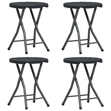 Tidyard Sgabelli da Giardino Pieghevoli 4 pz Neri HDPE in Rattan, Sgabello da Giardino in plastica Sgabello per Esterni 33 x 29,5 x 46 cm