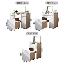 DD&QG 2-Pollici-1 Moderno Tavolo da Toeletta per Camera da Letto,Sgabello Imbottito,Tavolo da Trucco Scrivania con Inverti Specchio Superiore,Toeletta con Cassetti-Naturale 80x40x80cm(31x16x31inch)