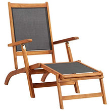 vidaXL Legno Massello di Acacia Lettino Prendisole in Textilene Elegante Rustico con Braccioli Ergonomico Sedia a Sdraio Poltroncina Nero