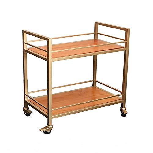 YIN YIN Carrello per ripiani Carrello for mensole, scaffale for soggiorno in legno moderno semplice ed elegante mobile conveniente for ristorante caldo piatto ristorante di fascia alta, oro, 60X35X75C