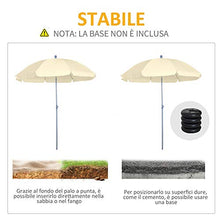 Outsunny Ombrellone da Esterno, Giardino, Terrazza Portatile Φ220cm con Tettuccio Inclinabile in Poliestere Bianco Crema
