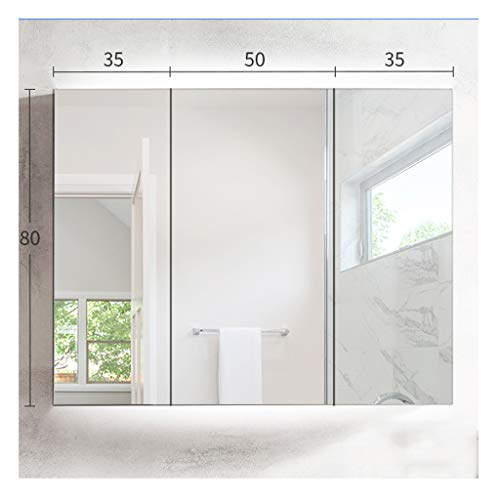 haozai Armadietto con Specchio in Vetro Temperato, Mobile Bagno Sospeso con Mensola E Ripiani Regolabili, Mobiletto da Parete,Mobile Specchio Bagno,pensile Bagno Sospeso 80x80 Cm 23