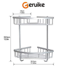 GERUIKE Scaffale da Doccia angolare Senza Foratura Scaffale da Bagno in Alluminio con Scatola portaoggetti con Gancio 2 Pezzi Argento