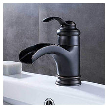 LMH spazzolato nichel lavabo lavandino rubinetto maniglia singola maniglia a cascata beccuccio miscelatore bagno rubinetto a ponte montata calda acqua fredda lavaggio acqua ( Color : Black Bronze )