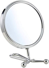LBWARMB Trucco Specchio con luci Doppia Mano Sided Held specchio-1X e 5X ingrandimento palmare Trucco dello Specchio con Manico Regolabile Pieghevole, Portatile, Trasparente & Round (6"