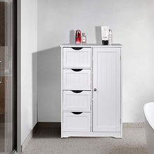 eSituro Cassettiera Mobiletto da Bagno con 4 Cassetti e Anta Armadietto Autoportante Bianco SBP0034