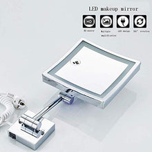 AJH Specchio da Bagno Specchio da Trucco da 8 Pollici a LED Specchio da Trucco Quadrato Specchio da Barba per Bagno Specchio da Trucco Pieghevole in Acciaio Inossidabile