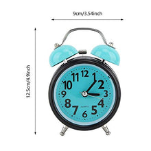 Sveglia vintage in plastica blu chiaro notte luminosa suono multiplo disegno del fumetto campana doppia per camere da letto traversine pesanti