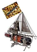BRUBAKER portabottiglia da vino dal raffinato design"barca a vela con pescatore" - portabottiglie per vino in metallo con biglietto di auguri
