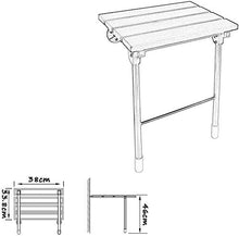 Sgabello per doccia pieghevole a parete in legno Sgabello per doccia a parete Sgabello per doccia pieghevole in legno per anziani / disabili Sgabello per doccia antiscivolo con acciaio inossidabile