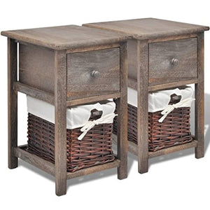 vidaXL 2x Comodini Chic Stile Rustico in Legno di Paulownia Marrone Mobiletto