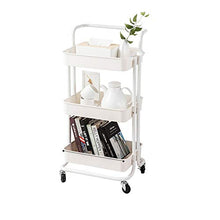 WangQ Cucina Rack in Acciaio al Carbonio Super portante Mobile conveniente a Tre Livelli Rack di stoccaggio Trolley Rack 2 Colori carrellino Cucina (Color : B)